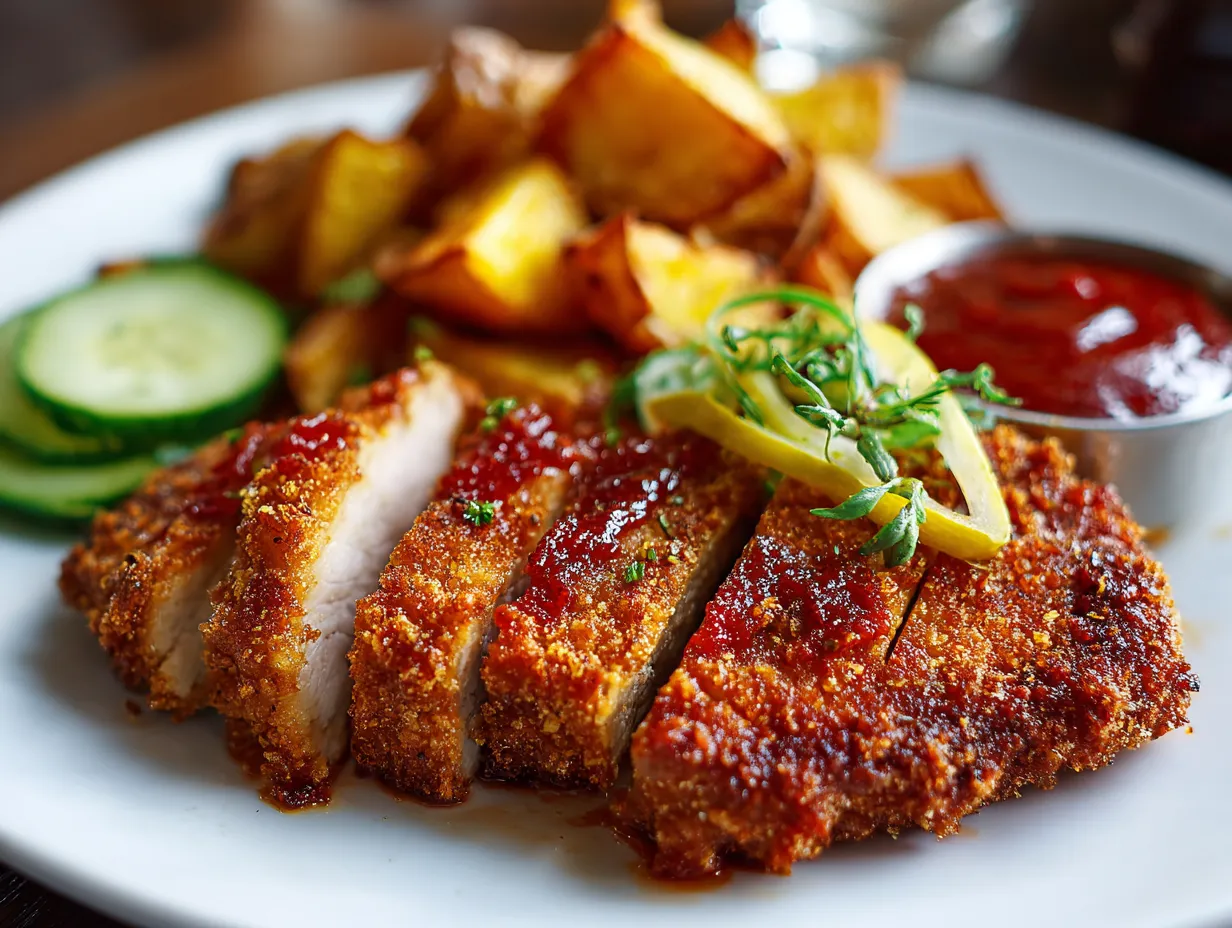 Hainanese Pork Chop with Potato Wedges